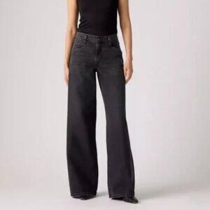 LEVI'S 94 BAGGY WIDE LEG JEANS in BLACK OVER EXPOSURE Sz 28